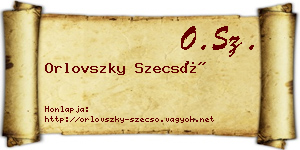 Orlovszky Szecső névjegykártya